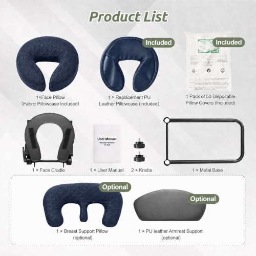 Image of Massage Headrest for Bed, Head Holder & Face Cradle with Face Down Pillow