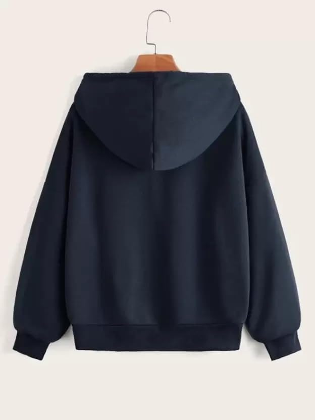 Image of Womens Cotton Relaxed Fit Solid Casual Zipper Hoodie Sweatshirt with Hooded Neck and Side Pocket for Winter