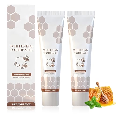 2 Pcs Dentifricio Senza Fluoro Adulti Dentrificio Sbiancante per Denti Dentifricios Con Propoli Cura Delicatamente Della Salute Orale Mantiene Sano Equilibrio Del Microbiota Orale Aroma di Menta 75ml