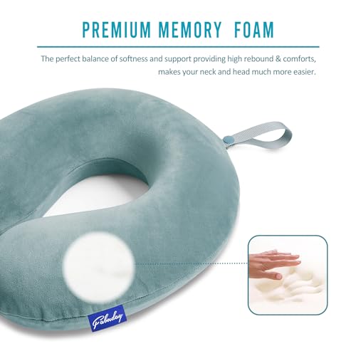 Image of Fabuday Travel Neck Pillow Memory Foam for Airplane Traveling Gray Blue