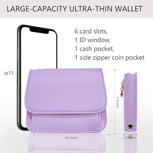 Image of Keychain Wallet for Women,RFID Wristlet Wallet with Beaded Strap | Tri-Fold Design,6 Card Slots,ID Window,Zipper Coin Pocket,Lightweight Carry