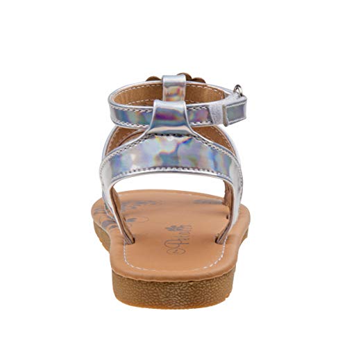 Josmo Girls Kinsley Flat Sandal, Silver, 10 Toddler3