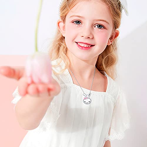 Rabbit Locket Necklace 925 Sterling Silver Bunny Photo Lockets That Holds Pictures Personalized Jewelry Gift For Women Girls Wife Girlfriend Birthday Anniversary Easter Mother's Day #TOP1