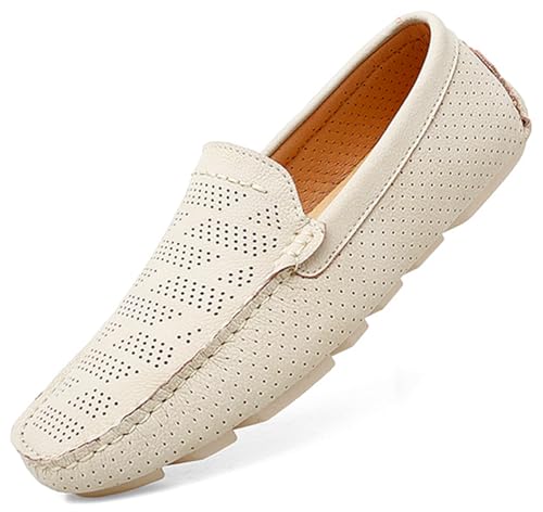 Minishion Boys Mens Casual Summer Shoes Slip on Perforated Breathable Penny Loafers Driver Moccasins YY006