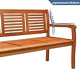 Deuba Gartenbank Bologna 3-Sitzer Eukalyptusholz Sitzbank Holzbank - 5