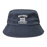 Retired 2025 Not My Problem Anymore Retirement Bucket Hat Women Cowboy Fisherman Hat Summer Beach Sun Cap Navy Blue