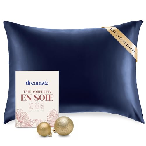 DREAMZIE Taie d Oreiller en Soie - 100% Soie Naturelle de mûrier - pour Les Cheveux et la Peau -...
