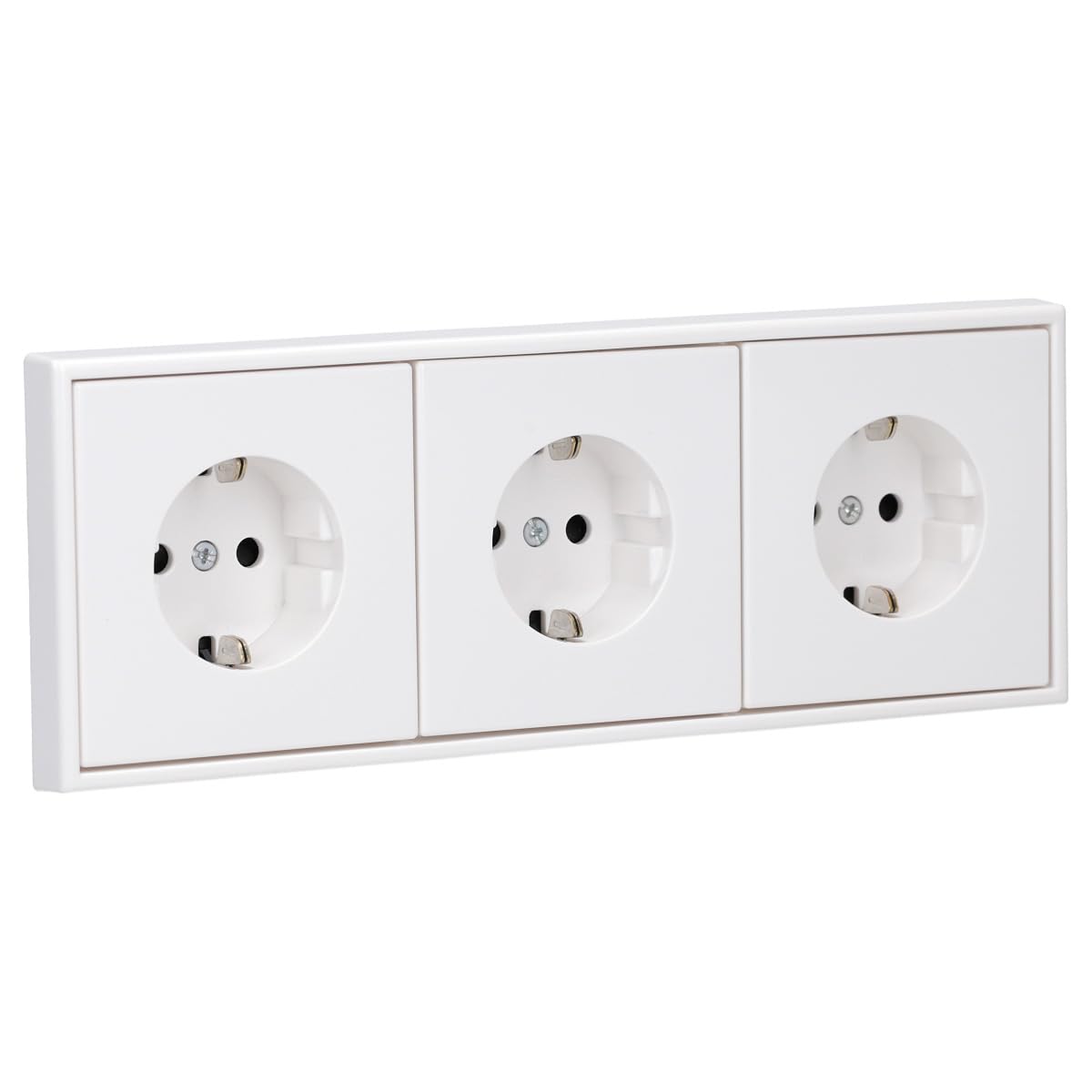 JUNG Serie LS 3x Steckdosen Safety Set Schneeweiß Matt | mit 3x LS1520KIWWM SCHUKO Steckdose mit Berührungsschutz, LS983WWM Rahmen 3-fach