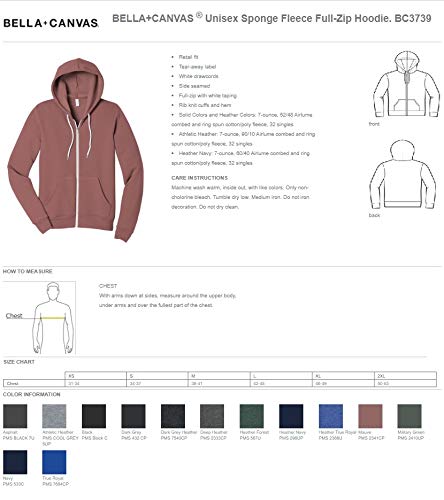 INK STITCH Unisex 3739 Bella Canvas Spoge Fleece Custom Personlized Design Your Own Full ZIP Up Hoodies - Multicolors3
