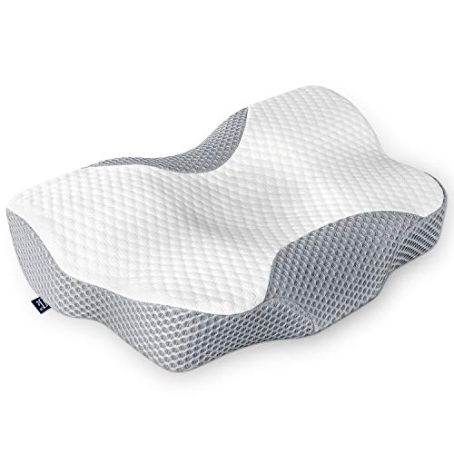 BedStory Cuscino Cervicale in Memory Foam, Cuscino Ortopedico per dolore al collo, Guanciale Cervicale, Cuscino Ergonomico traspirante, Cuscino Memory, +Federa rimovibile e lavabile, 2 Altezze 10 12cm