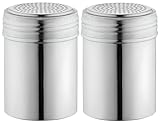 OCS Parts Set of 2 Stainless Steel Dredge Shakers | Without Handle | 10 Ounce Stainless Steel Salt, Pepper, Powdered Sugar an Spice Shakers for Home and Commercial Kitchens