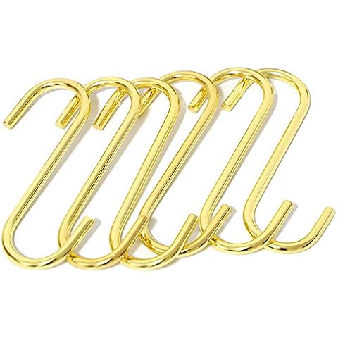 DXIA 6St S-Haken, Hängehaken, Messing S-förmige Hakenhalter Cover