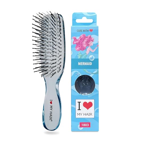 Brosse démêlante format voyage I Love My Hair sirène bleu pour sublimer vos cheveux