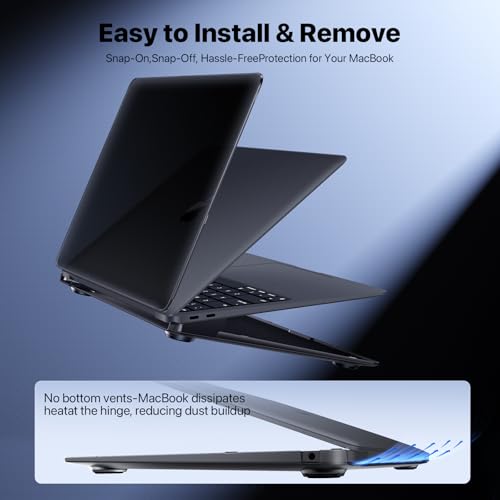 Image of Compatible for MacBook Air 13 inch Case 2020 2019 2018, A2337 M1 A2179 A1932, Same as Bare Device, Sturdy Plastic Protective Hard Shell Cover for MacBook Air 13.3 inch Case - Space Black Clear