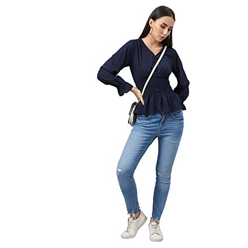 Image of Carlton London Women's Solid Regular Fit Blouse