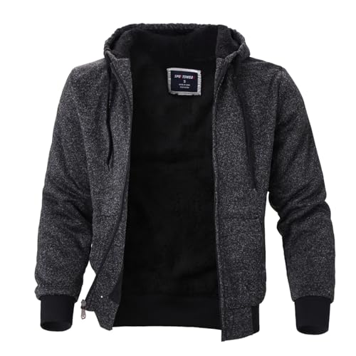 Image of LeeHanTon Sherpa Lined Hoodies for Men Heavyweight Full Zip Up Sweatshirt Thick Fleece Winter Warm Work Jackets Plus Size