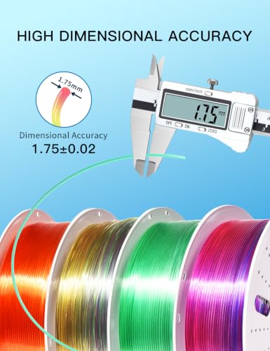 Image of PINBALL Rainbow PETG 3D Printer Filament 1.75mm, Multicolor Translucent PETG Filament Bundle, Accuracy + /- 0.02 mm, 4kg in Total