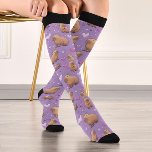 Image of Pigsaly Red White Polka Dot Womens Compression Socks Athletic Tube Sock Knee High Socks Outdoor Sport Socks