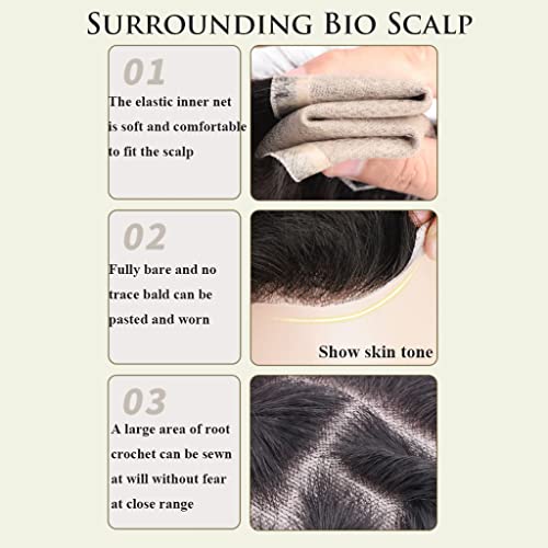 Fluffy Perucas masculinas bonitas de cabelo curto natural peruca de substituição de cabelo humano re