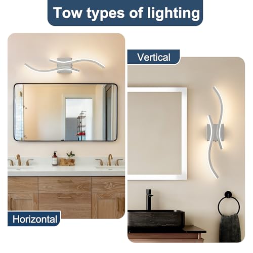 Image of CANEOE Chrome Modern Wall Sconce Set of Two, 24in Dimmable Led Wall Sconce Lighting, Hardwire Indoor Led Wall Lamps for Living Room Bedroom Bathroom Hallway (2 Packs) (Chrome, 24in)