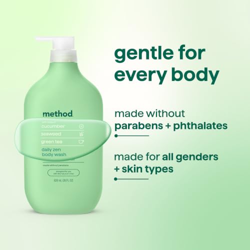 Image of method Body Wash, Daily Zen - Leaves Skin Feeling Soft & Moisturized, Made Without Parabens, Notes of Cucumber, Seaweed & Green Tea, 28 Fl Oz