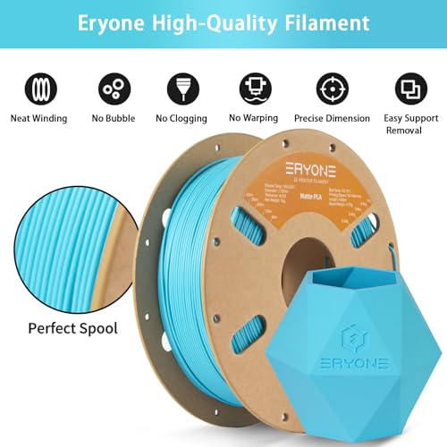 Image of ERYONE Matte PLA Filament for 3D Printer, Filament 1.75mm + /- 0.03mm, 1kg (2.2LBS) /Spool, Aqua Blue Teal