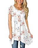 BISHUIGE Womens Summer Short Sleeve Irregular Hem Loose Tunic Tops Flowy Blouses Shirt XXXL, Floral...