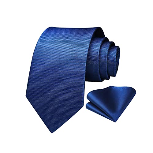 Image of HISDERN Ties for Men Plaid Checkered Tie with Pocket Square Woven Business Formal Necktie Handkerchief Set Wedding Party