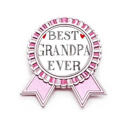 Broche pin meilleur grand-père médaille de prix cœur en métal rose