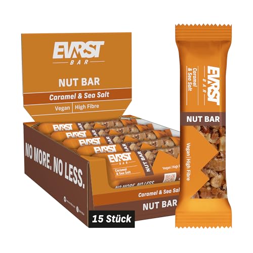 EVRST Nut Bar Dark Chocolate & Sea Salt | Nussriegel | 17% Protein | (15 Riegel x35g) | Vegan | Ballaststoffreich