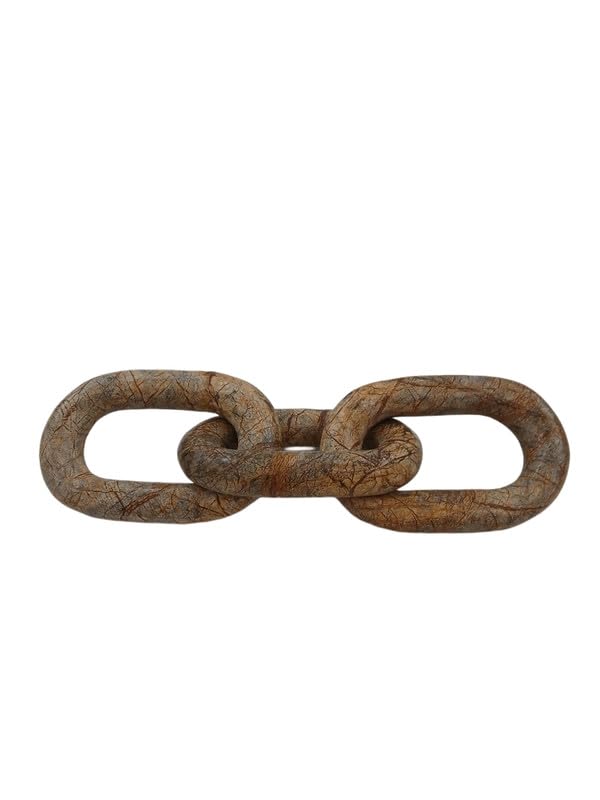 Brown Marble 3-Link Chain Handcrafted Decorative Stone Accent for Coffee Table, Bookshelf, or Modern Home Styling 1