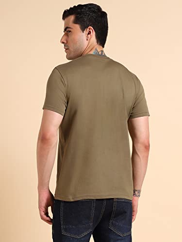Image of Dennis Lingo Men's Cotton Slim Fit Solid Round Neck T-Shirt
