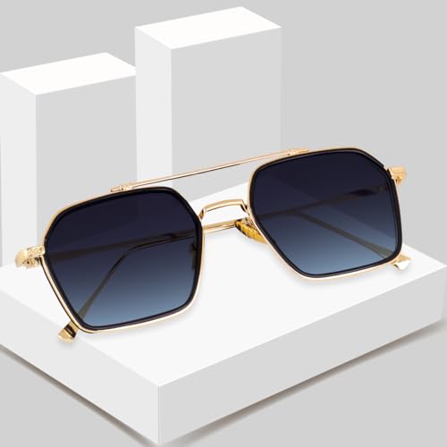 Image of CREEK Unisex Full Rim Hexagonal Branded and Stylish Sunglasses | 100% UV Protected | Men & Women | Medium | CH S1145-Pack of 1