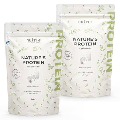 Nutri + Eiweißpulver Neutral ohne Süßstoff 500 g - 83% Eiweiß - Proteinpulver laktosefrei - als Shake oder zum Backen - Natures Protein Pulver