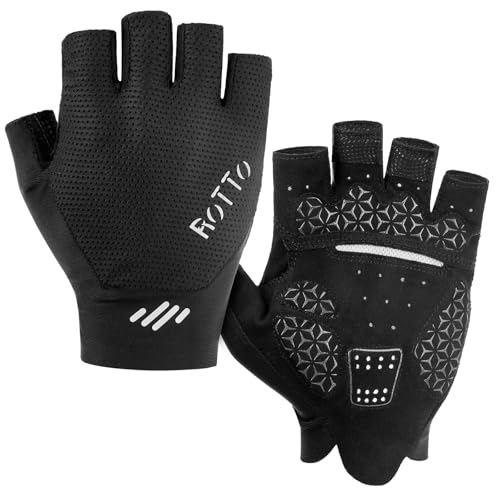 ROTTO Guanti Ciclismo Uomo Guanti Bici Imbottiti Senza Dita per Bicicletta da Strada Mountain Bike Equitazione Unisex