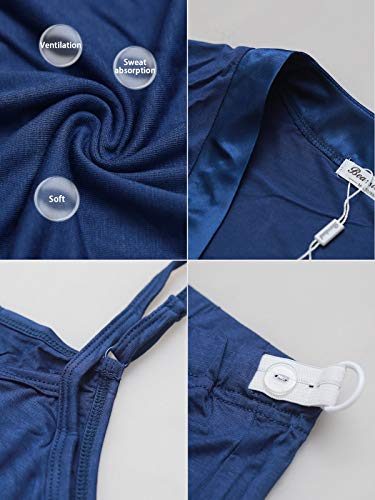 Bearsland Maternity Women's 3 Pieces Soft Nursing Pajamas Set Postpartum Sleepwear For Breastfeeding Blue #TOP2