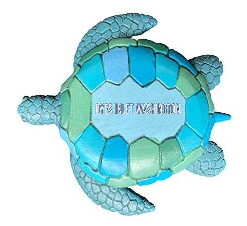Dyes Inlet Washington Beach Souvenir Hand Painted Resin Refrigerator Magnet Turtle Design Single