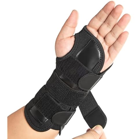 GINEKOO Wrist Brace with 2 Metal Splint Stabilizer and 3 Straps, Hand Support for Arthritis, Tendonitis, Sprain, Injuries, Wrist Pain, Adjustable Wrist Support Splint for Men and Women, Left Hand Cover