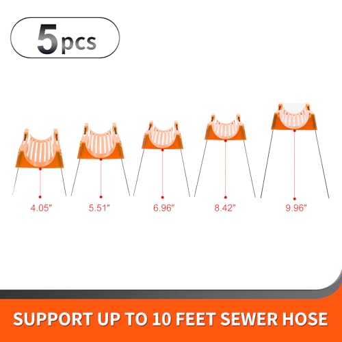 Image of 10Ft RV Sewer Hose Support, Sewer Hose Support Kit,Foldable Metal Support Bracket with Different Heights Works Over Uneven Terrain, Easty to Drain, Stable and Durable