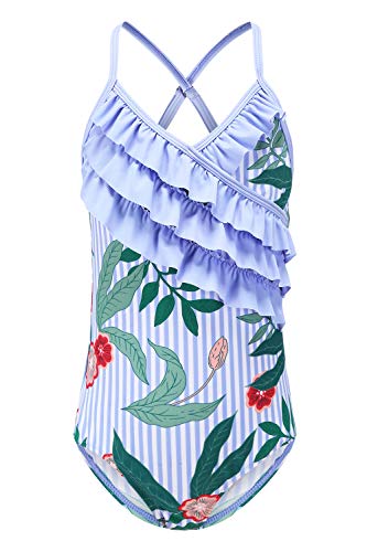Image of Moon Tree Girls One Piece Swimsuits Ruffle Swimwear Beach Bathing Suit 2-14 Years