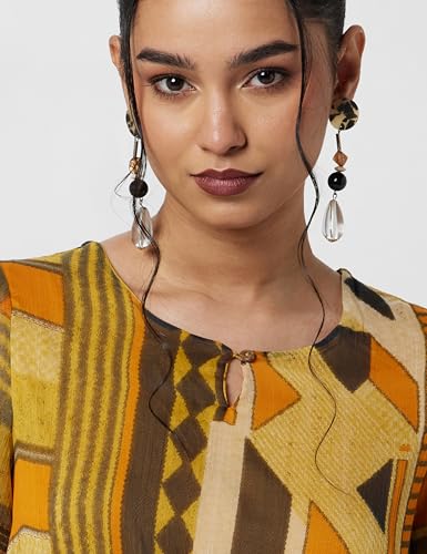 Image of BIBA Women Cotton Blend Tiered Printed Dress