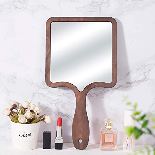 Hdf Home Decorative Furnishing Wooden Handheld Vanity Hand Mirror - Antique Square Hand Mirror With Handle,8 Inch Hand Mirrors With Handle For Women,Suitable For Desk,Living Room,Bedroom,Wall #TOP4