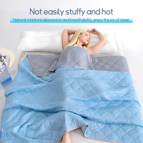 Haokelai Kühldecke Sommerdecke, Ice Silk Kühldecke, Selbstkühlende Decke Doppelseitige, Dünne Leichte Dünne Sommerdecke, Absorbiert Körperwärme, Atmungsaktive, für Besseren Schlaf (150x200cm)