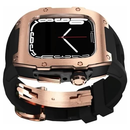KGDHB Pulseira de relógio de borracha de flúor conjunto de kit de modificação de caixa de relógio de titânio, para Apple Watch série 9/8/7/6/5/4/SE 44mm 45mm substituição de atualização da pulseira de