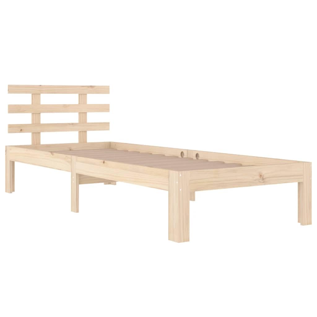 lite drewno sosnowe nowoczesna sypialnia Stwórz 90 x 200 cm Brąz | Rama łóżka 90x200 cm lite drewno sosnowe z zagłówkiem solidna konstrukcja do sypialni