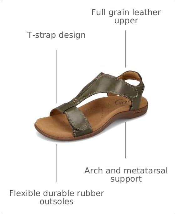Image of Taos The Show Premium Leather Women's Sandal - Experience Everyday Style, Comfort, Arch Support, Cooling Gel Padding and an Adjustable Fit for Exceptional Walking Comfort