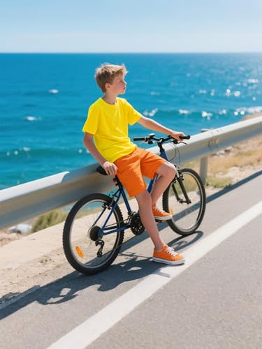 Image of Boys Neon Shirts Dry Fit Athletic T Shirts UPF 50+ Performance Cooling Shirt Short Sleeve Rash Guard Kids Top for Boys Girls