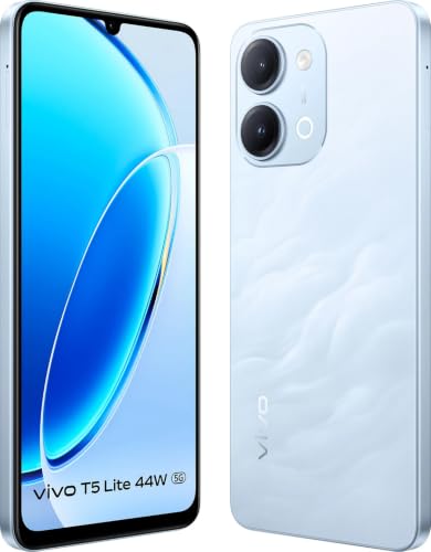 Image of vivo T5 Lite 44W 5G (Wave Blue, 6GB RAM, 128GB Storage) | MediaTek Dimensity 6300 5G Processor | 50MP AI Dual Rear Camera | 5MP Front Camera | 6.74-inch Display | 6500mAh Battery |