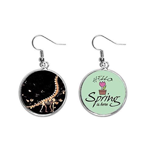 Pendientes de dinosaurio fósil joya de primavera hierba enorme