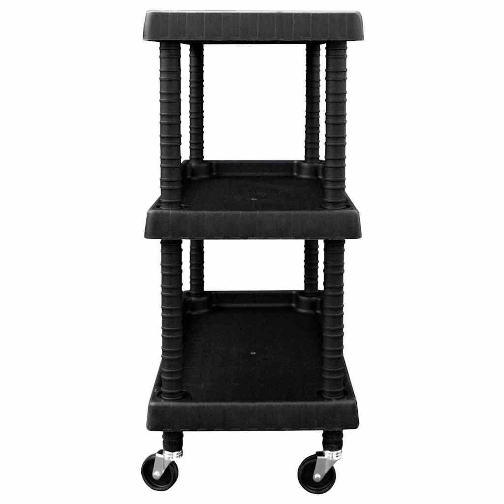 Carro de taller 3 estantes negro 75x37,5x92 cm PP